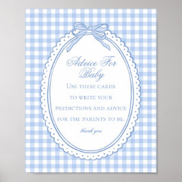 Blaue Gingham Coquette Schleife Rat für Baby Showe Poster