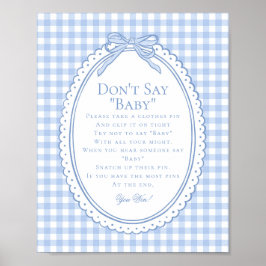 Blaue Gingham Coquette Schleife Sag Nicht Baby Spi Poster
