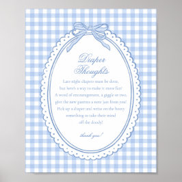 Blaue Gingham Coquette Schleife Windel Gedanken Ba Poster