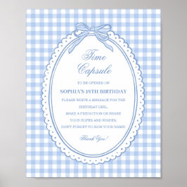 Blaue Gingham Coquette Schleife Zeitkapsel Spiel Poster