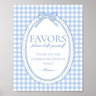 Blaue Gingham Coquette Schleifen Dekoration Schild