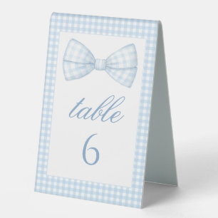 Blaue Gingham-Fliege Baby-Junge-Baby-Shower-Tischn Tischaufsteller