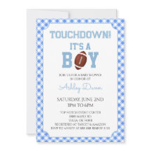 Blaue Gingham-Fußball-Baby-Party