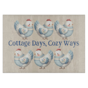 Blaue Gingham-Henne Cottage  Schneidebrett