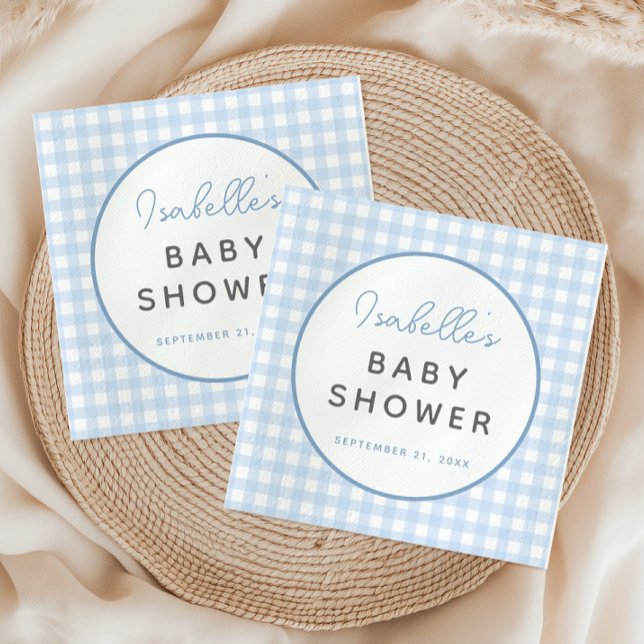 Blaue Gingham-Jungen-Baby-Party Serviette (Von Creator hochgeladen)