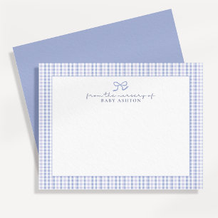 Blaue Gingham-Jungen-Personalisierte-Kinderzimmer- Ankündigung