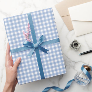 Blaue Gingham-Karierung Geschenkpapier