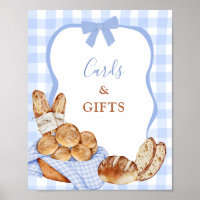 Blaue Gingham-Karo-Brötchen im Ofen Karten und Ges