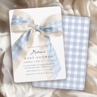 Blaue Gingham-Karo-Schleife Süße Babyparty