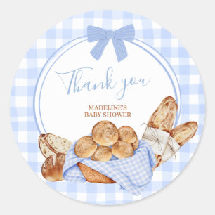 Blaue Gingham-Karobund-Sticker rund in der Röhre Runder Aufkleber