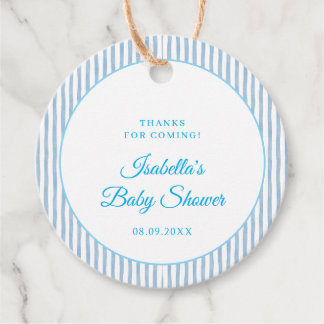 Blaue Gingham Klassische Elegante Babyparty-Gesche Geschenkanhänger
