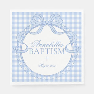 Blaue Gingham Kokette Bogen Tauf Tischdekoration Serviette