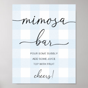 Blaue Gingham Mimosa Bar Schild
