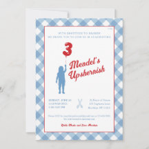 Blaue Gingham mit roter Ballon-Upsherin-Foto-Einla