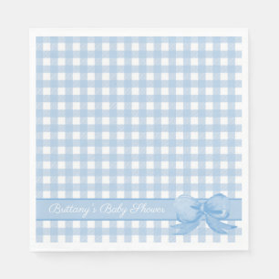 Blaue Gingham-mit-Schleife-Baby-Shower-Servietten Serviette