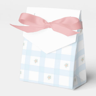 Blaue Gingham-Muster-Blumen-Cartoon-Partyartikel Geschenkschachtel