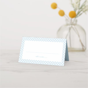 Blaue Gingham niedliche Babydusche Platzkarte
