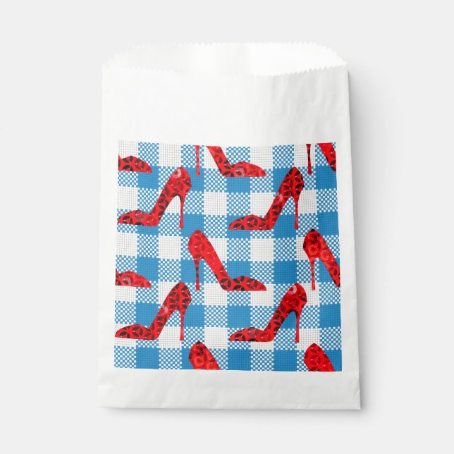 Blaue Gingham-Rupenschuhe Geschenktütchen (Vorderseite)