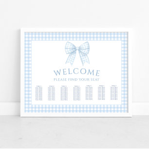 Blaue Gingham-Schleife Boho-Baby-Party-Sitzordnung Poster