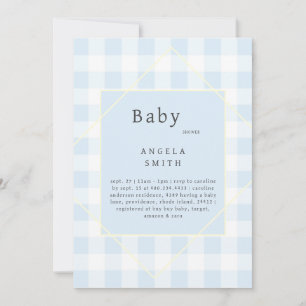 Blaue Gingham Simple Baby Shower  Einladung