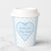 Blaue Gingham-Spitzen-Herz-Junge-Baby-Party