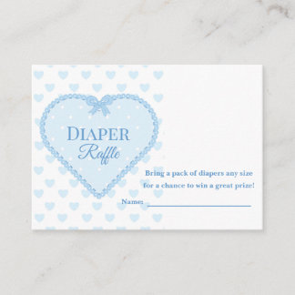 Blaue Gingham-Spitzen-Herz-Windel-Raffel-Shower Begleitkarte