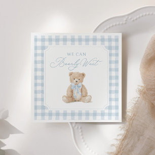 Blaue Gingham-Teddy-Bär-Baby-Party Serviette