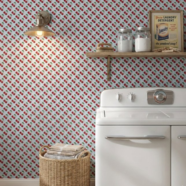 Blaue Gingham und Kirschen Tapete (Von Creator hochgeladen)