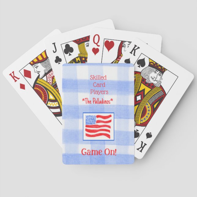Blaue Gingham-USA-Flagge Bridge Spielkarten (Rückseite)