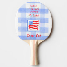 Blaue Gingham-USA-Flagge Ping-Pong-Schläger