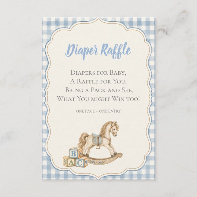 Blaue Gingham-Windel-Raffel Begleitkarte (Vorderseite)