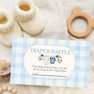 Blaue Gingham-Zitronen-Wäscheleine-Baby-Shower-Win Begleitkarte