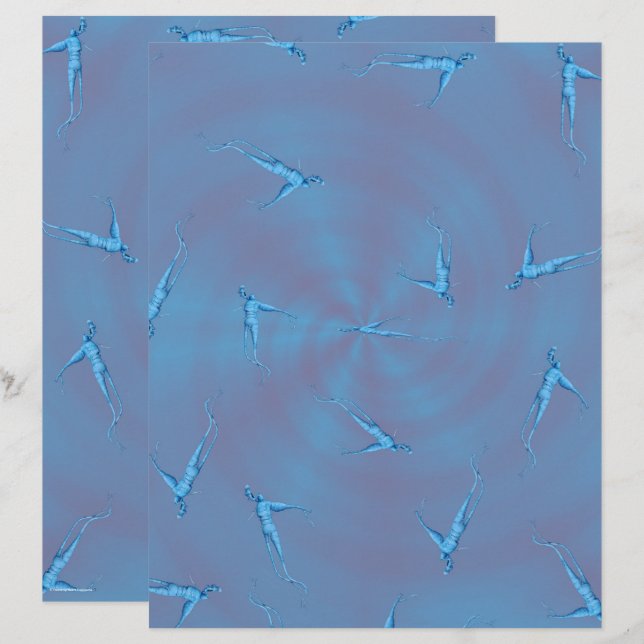 Blaue Ginseng-Mann-Schrappbuch-Papier 2-seitige Se (Vorne/Hinten)