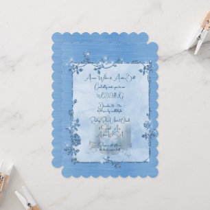 Blaue Glänzende Elegante Funkelnde Rahmen Hochzeit Einladung
