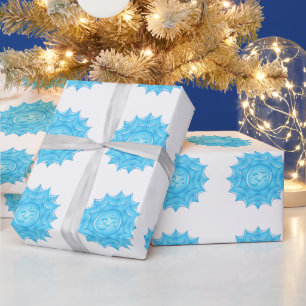 Blaue Glas-Lotusblume Om-Symbol Zeichnung Geschenkpapier