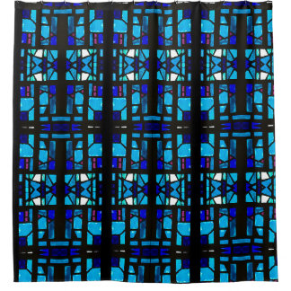 Blaue Glasmalerei-Duschvorhang Duschvorhang