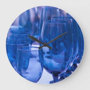 Blaue Glasware Große Wanduhr