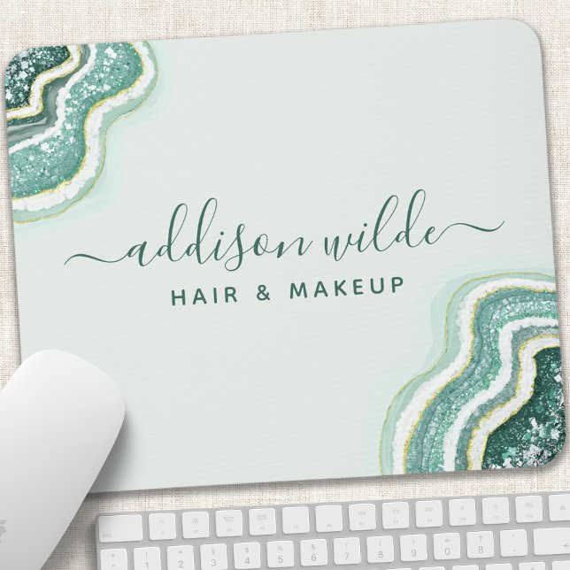 Blaue Glitter-Achat-Geode Luxus-Chic Mousepad (Von Creator hochgeladen)