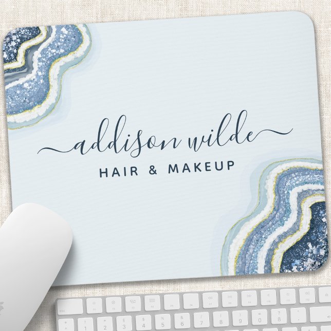 Blaue Glitter-Achat-Geode Luxus Chic Mousepad (Von Creator hochgeladen)
