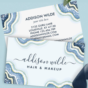 Blaue Glitter-Achat-Geode Luxus-Chic Visitenkarte