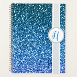 Blaue Glitter-Monogramm Planer