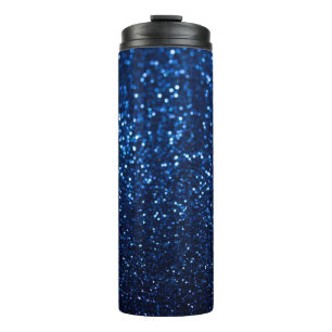 Blaue Glitter-Textur Festlicher Glanz Thermosbecher