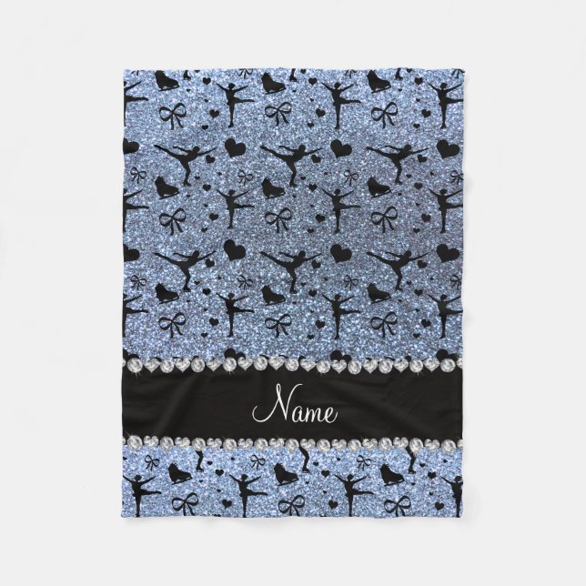Blaue Glitterpastellzahl Skaten des individuellen Fleecedecke (Vorderseite)