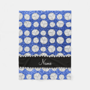 Blaue Glittervolleyball des individuellen Namens Fleecedecke
