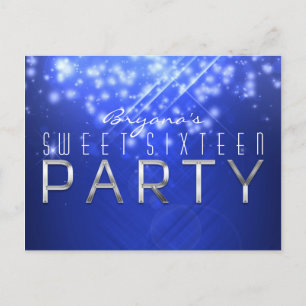 Blaue Glitzer Glam Club Stimmung PARTY Postkarte