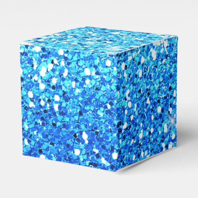 Blaue Glitzer Glitzern Textur Geschenkschachtel (Vorderseite)