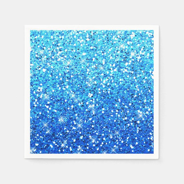 Blaue Glitzer Glitzern Textur Serviette (Vorderseite)