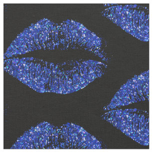 Blaue Glitzer-Lippen #3 Stoff