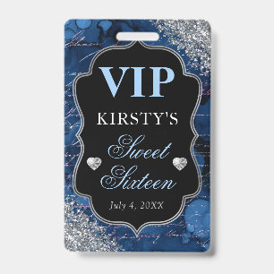 Blaue Glitzer-Meerjungfrau-Buchstaben Sweet Sixtee Ausweis