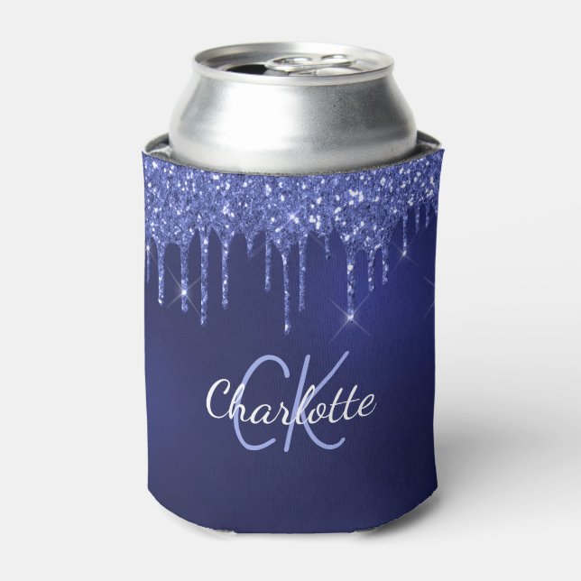 Blaue Glitzer Tropfen Dosenkühler (Kanne Vorderseite)